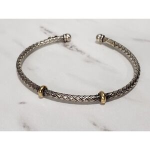 Alisa VHB 987 Rondelle Station Sterling Traversa Cuff Bangle Bracelet
